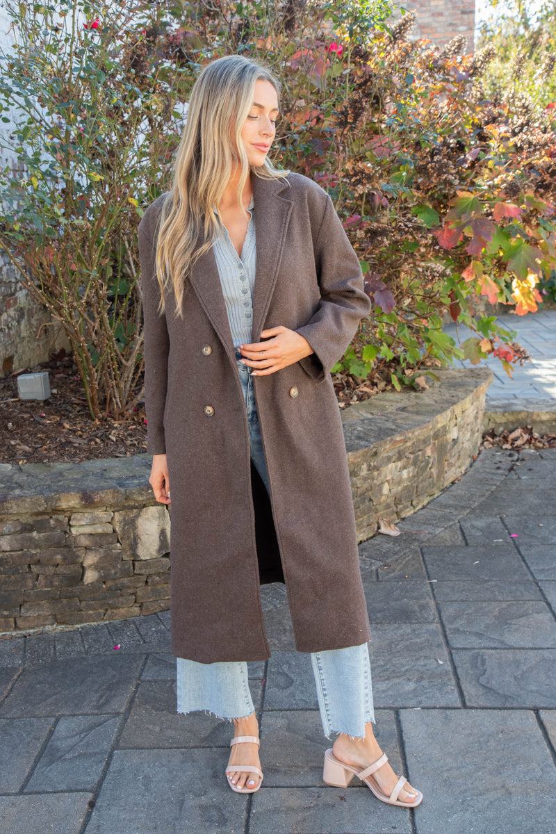 Eris Felted Duster Coat, Heathered Mocha