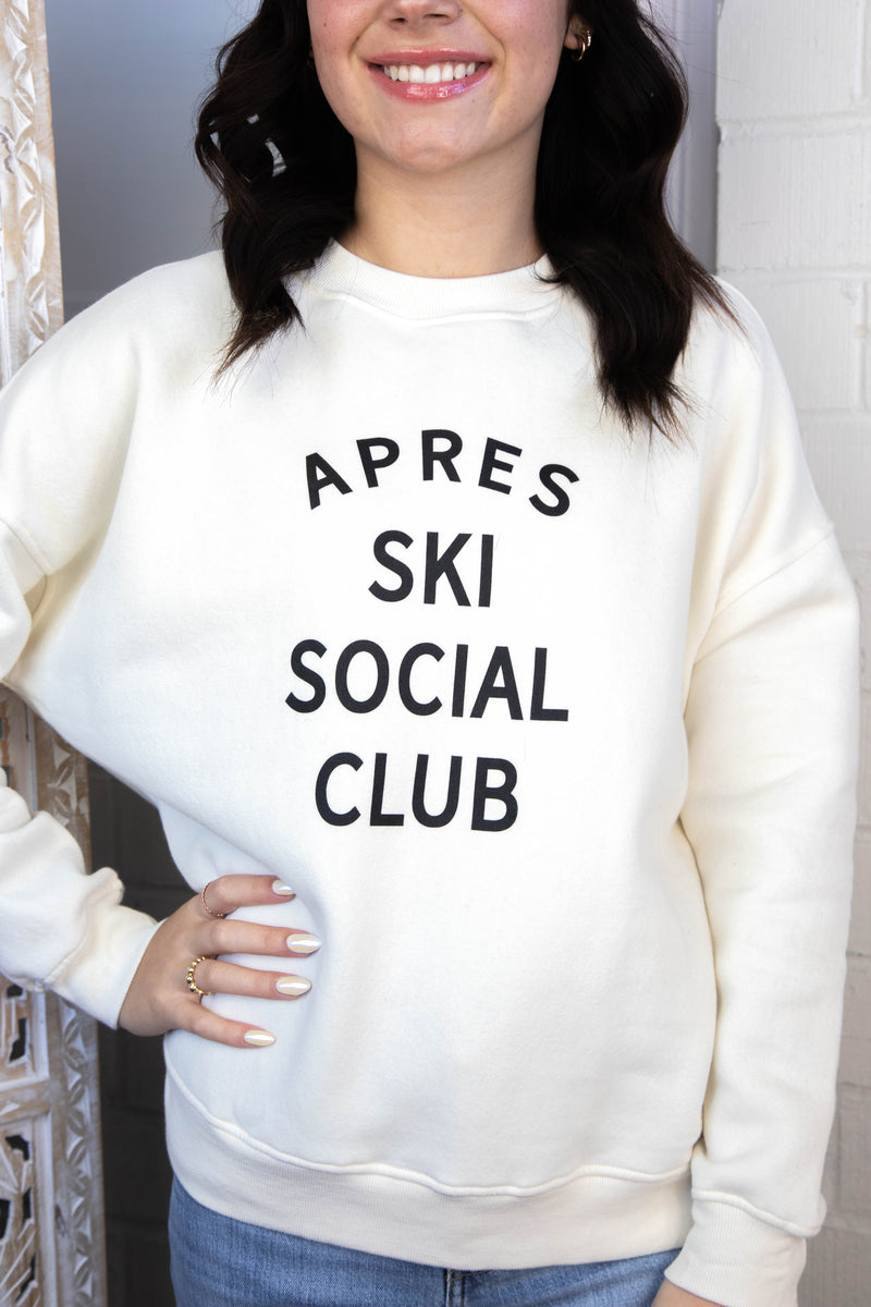 Apres Ski Social Club Sweatshirt, Cream