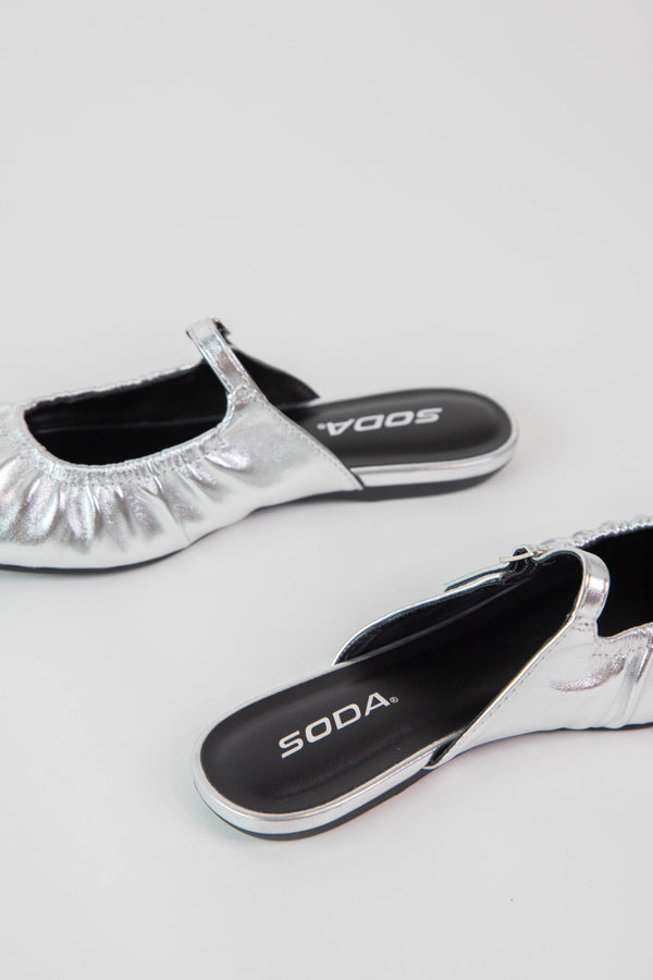 Demure Mary Jane Flat, Silver