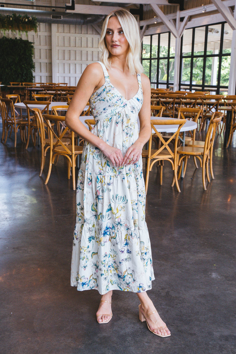 Eliora Pleated Neckline Dress, Cream | Steve Madden