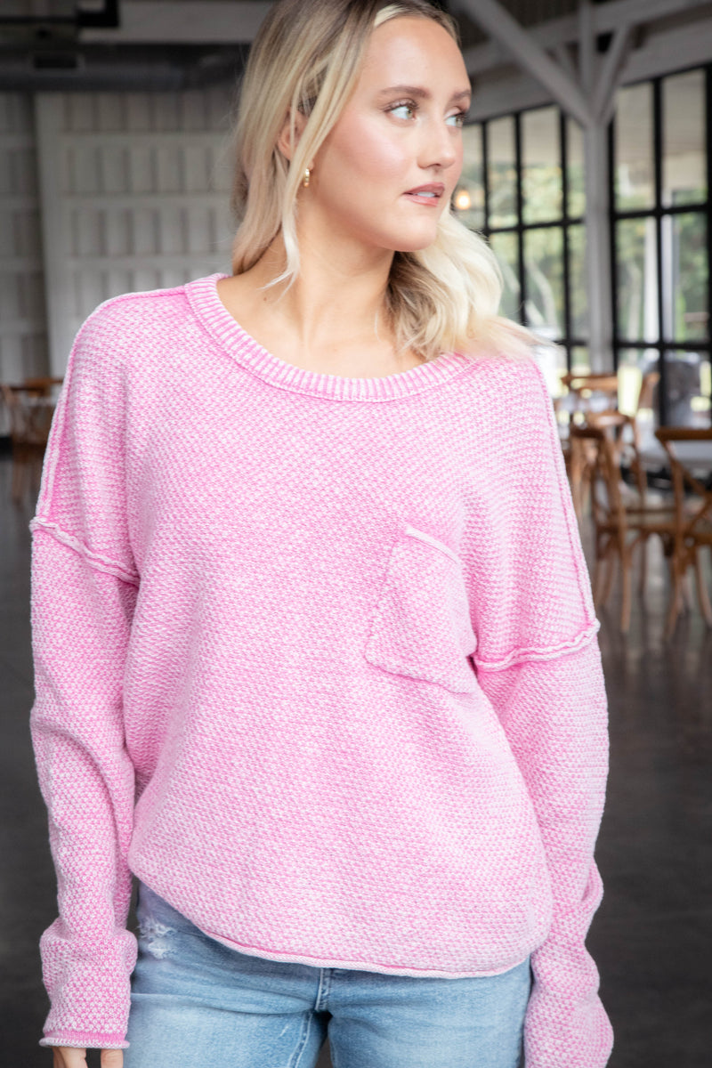 Joslyn Mineral Washed Sweater, Pink