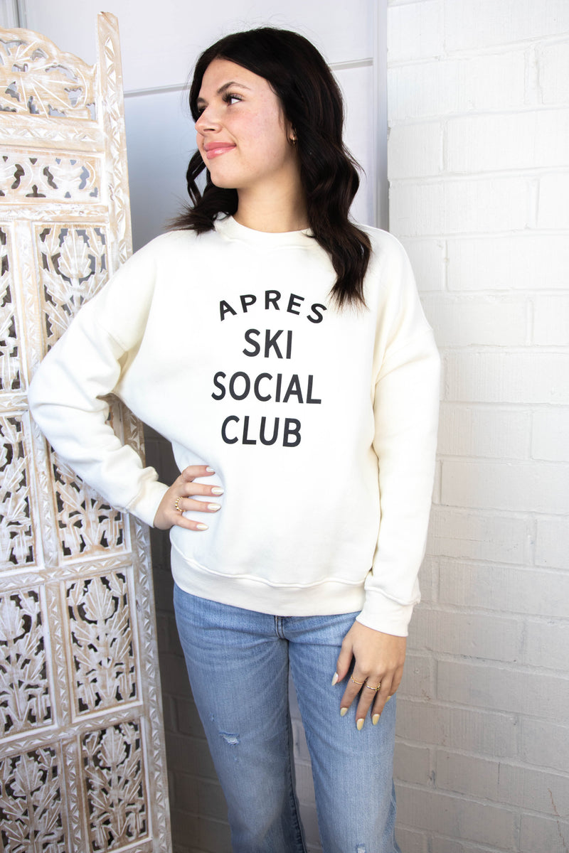 Apres Ski Social Club Sweatshirt, Cream