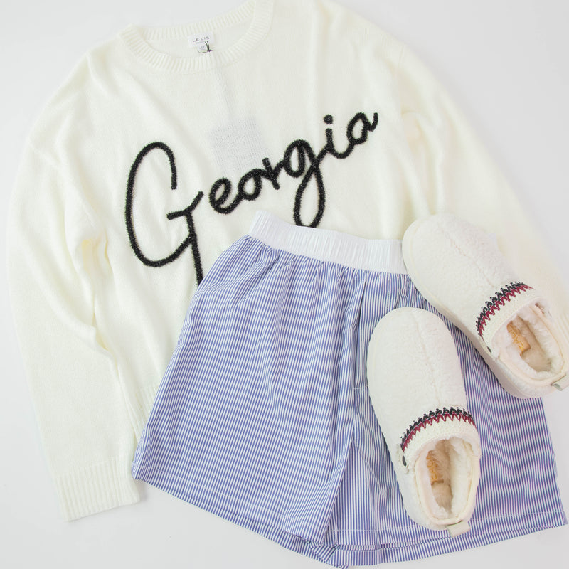 Georgia Script Sweater, White