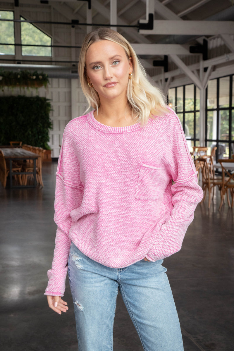 Joslyn Mineral Washed Sweater, Pink