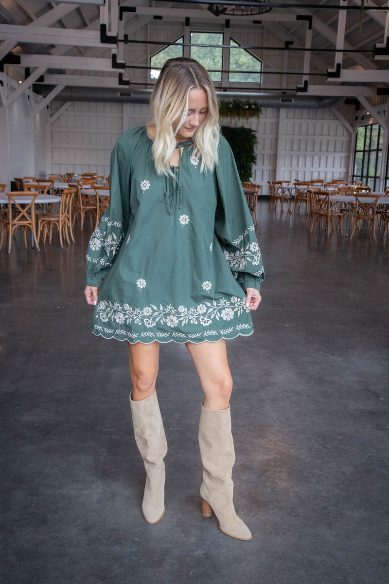 Analia Embroidered Peasant Mini Dress