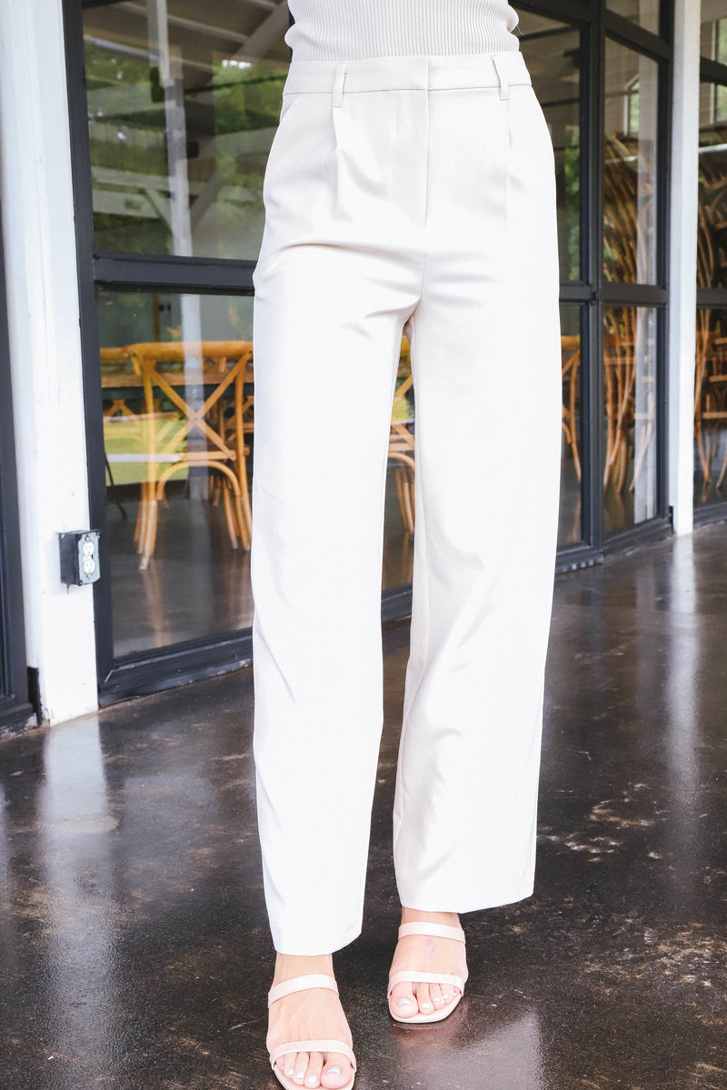 Ali High Waisted Trouser Pants, Oatmeal