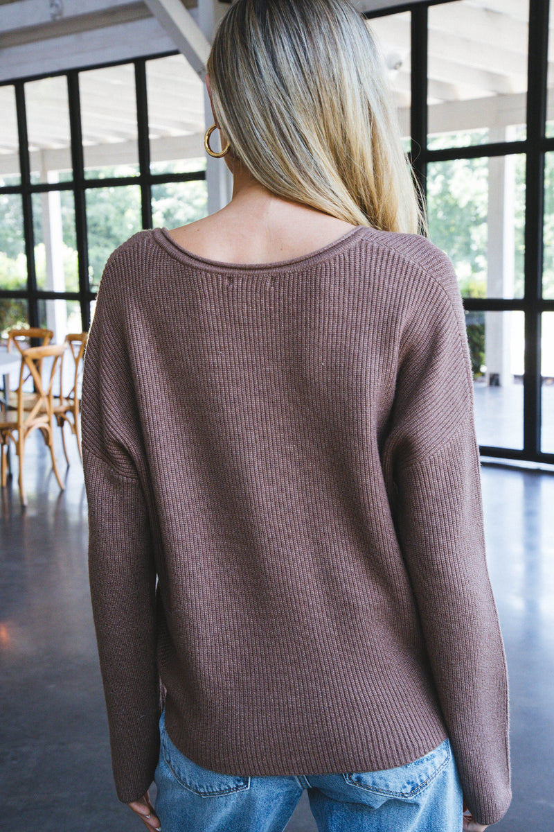 Anika Drop Shoulder Sweater, Mocha