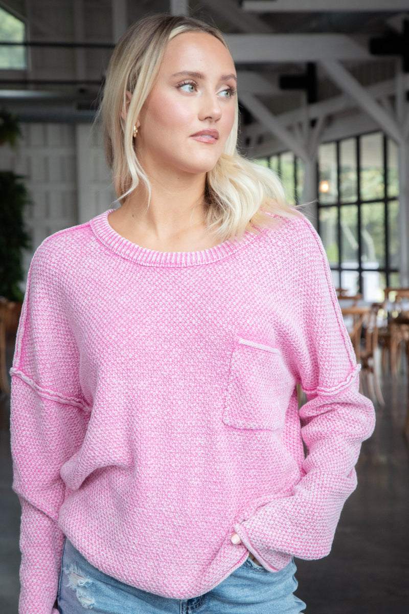 Joslyn Mineral Washed Sweater, Pink