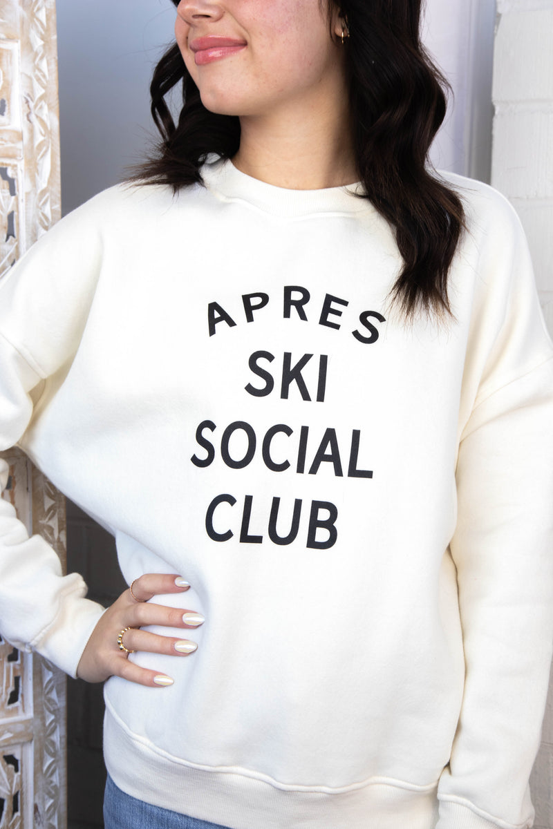 Apres Ski Social Club Sweatshirt, Cream