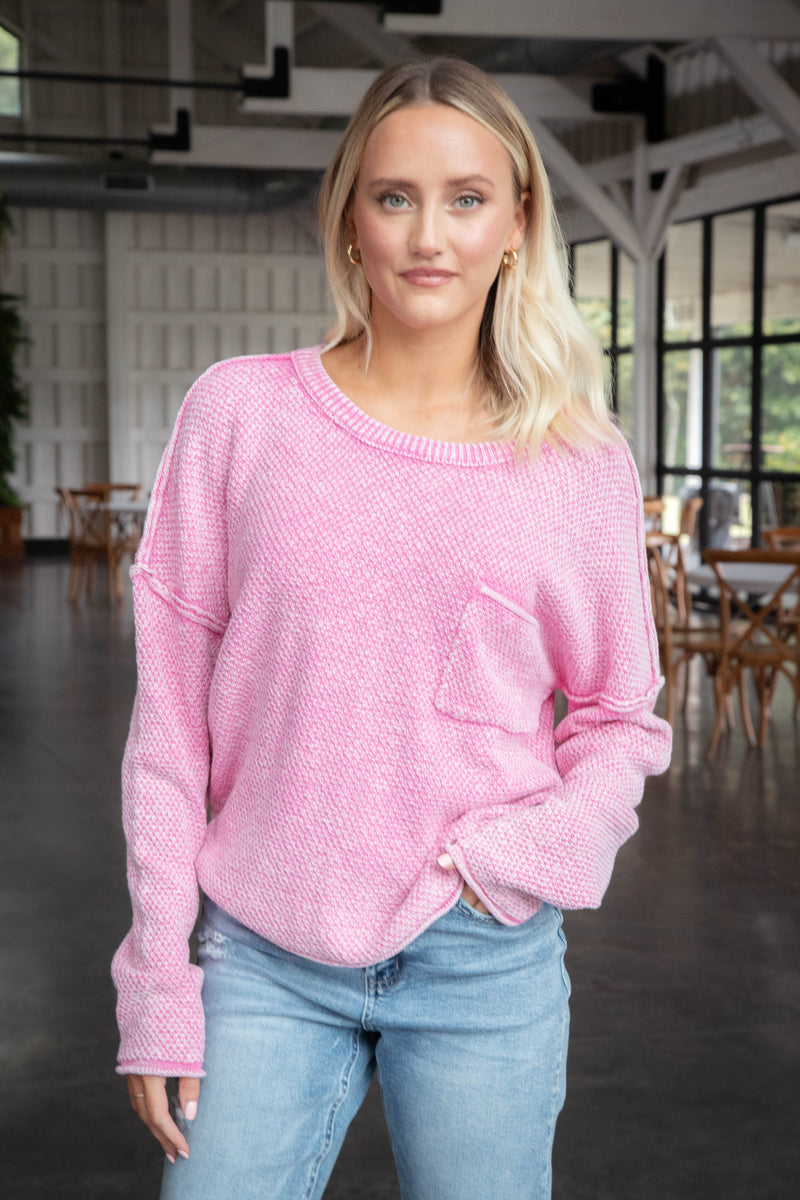 Joslyn Mineral Washed Sweater, Pink