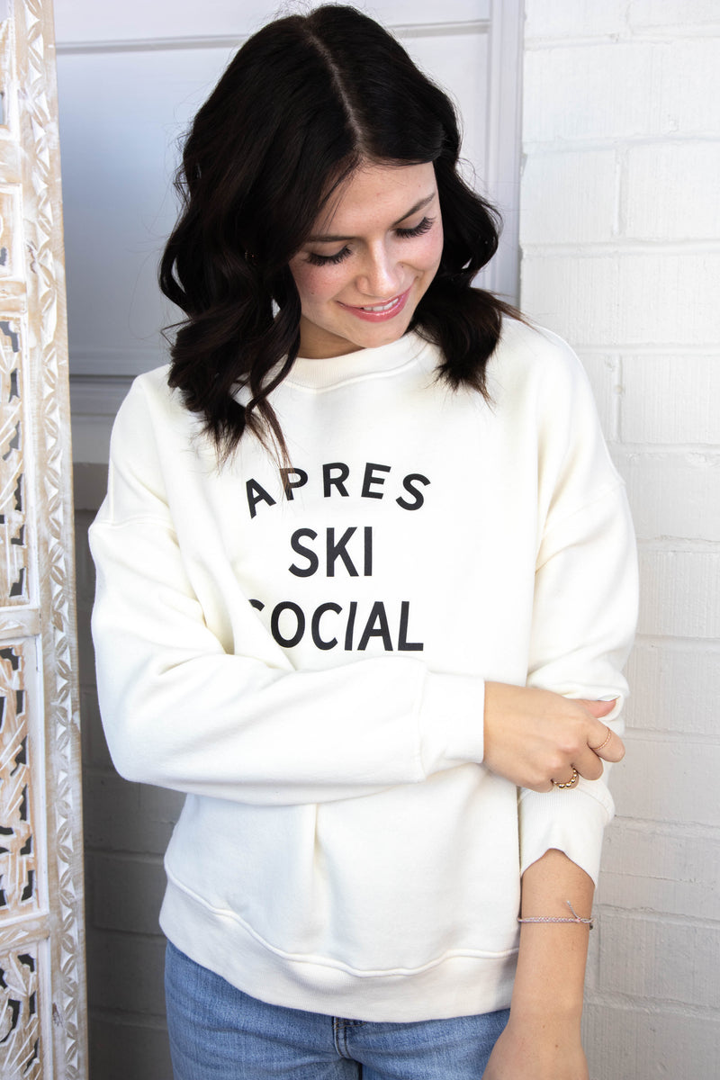 Apres Ski Social Club Sweatshirt, Cream