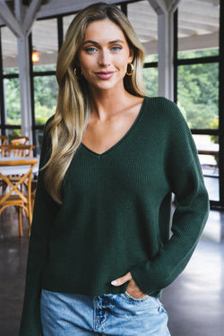 Anika Drop Shoulder Sweater, Hunter Green