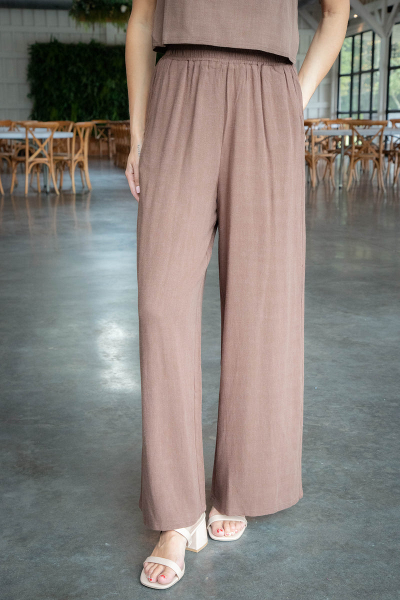 Sugarloaf Wide Leg Linen Pants, Chocolate | Sadie & Sage