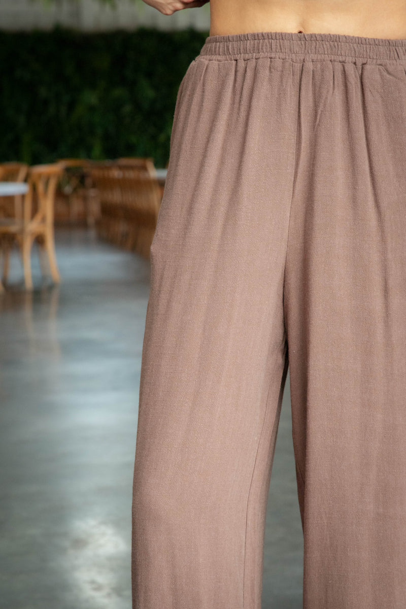 Sugarloaf Wide Leg Linen Pants, Chocolate | Sadie & Sage