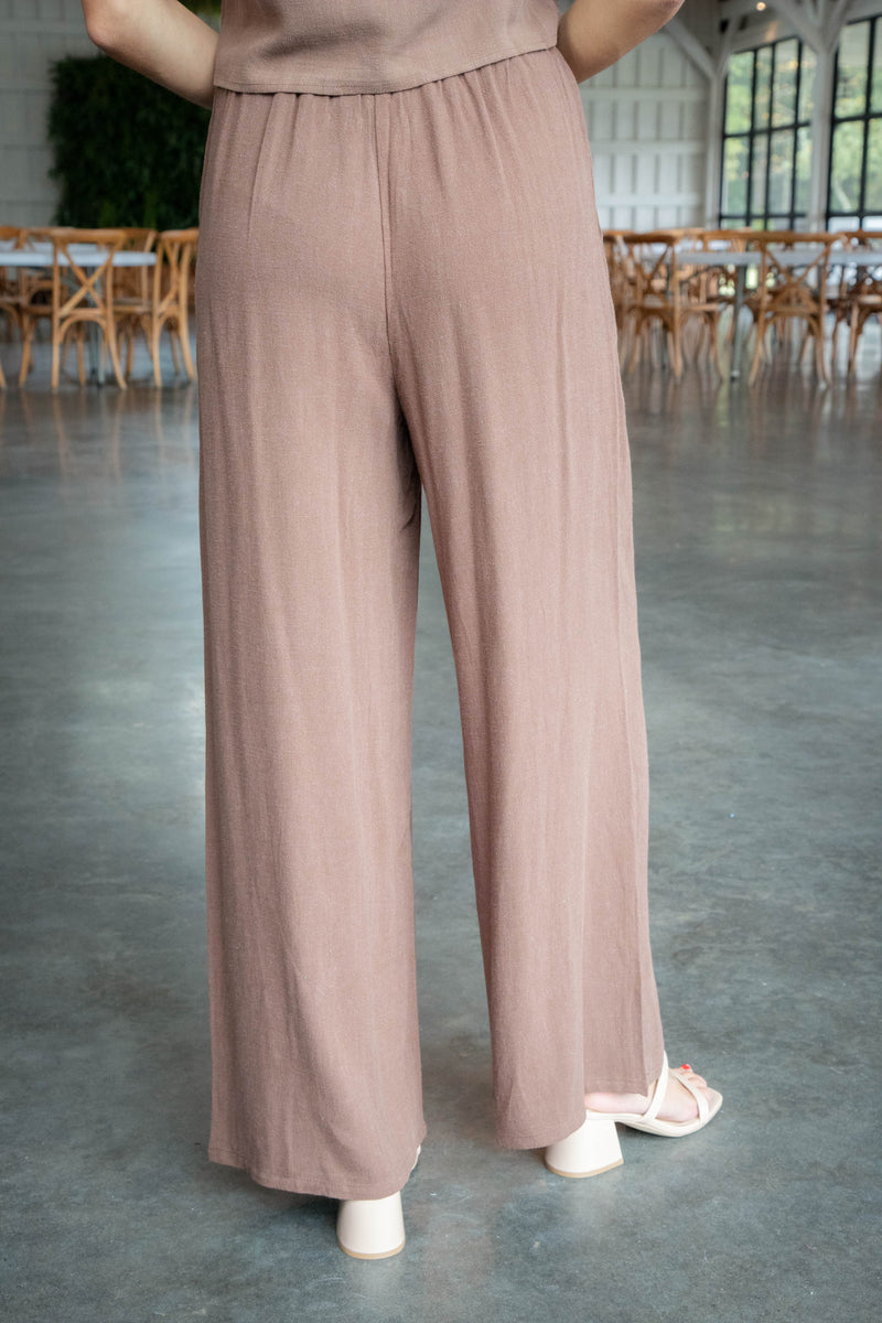 Sugarloaf Wide Leg Linen Pants, Chocolate | Sadie & Sage