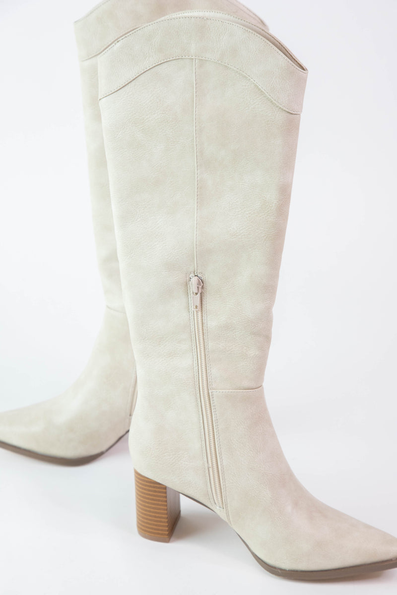 Bonnye Tall Pointed Toe Boot, Ivory | Coconuts by Matisse