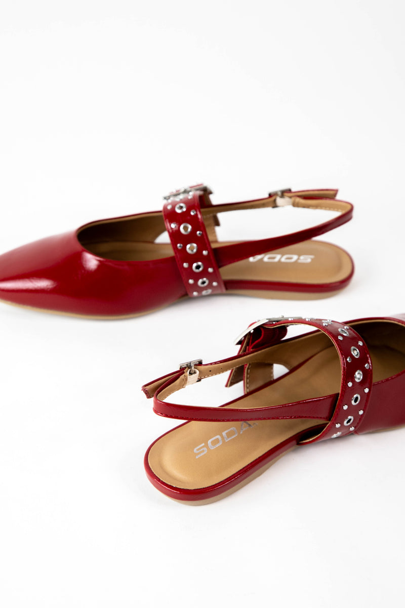 Fruity Slingback Flat, Red PU