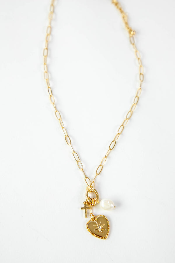 Adalina Charm Necklace, Gold