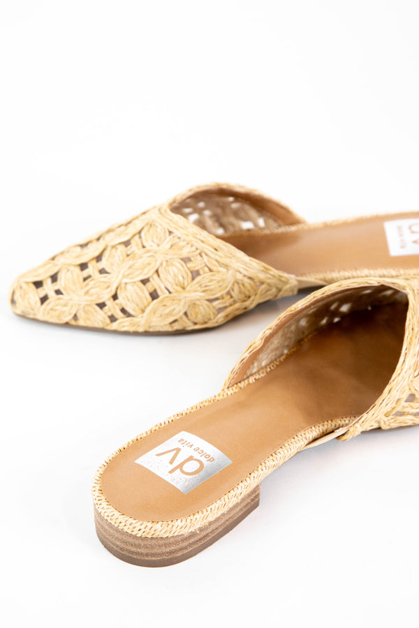 Dooley Straw Woven Mule Flat, Natural | DV by Dolce Vita