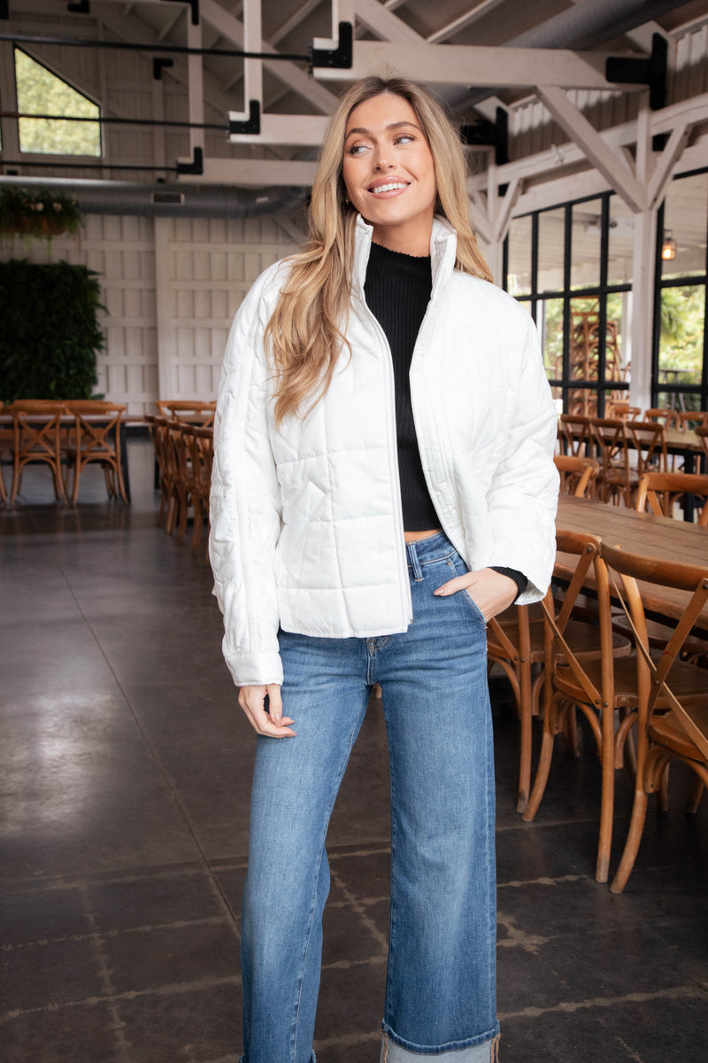 Shae Quilted Puffer Jacket, White