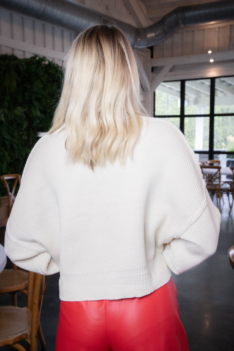 Keely Cropped Sweater, Cream