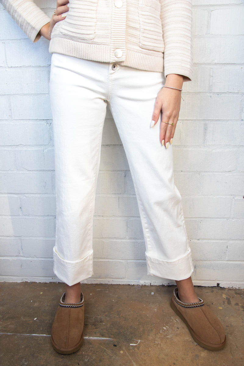 Luna Cuffed Denim Pant, Bleached White | Sanctuary