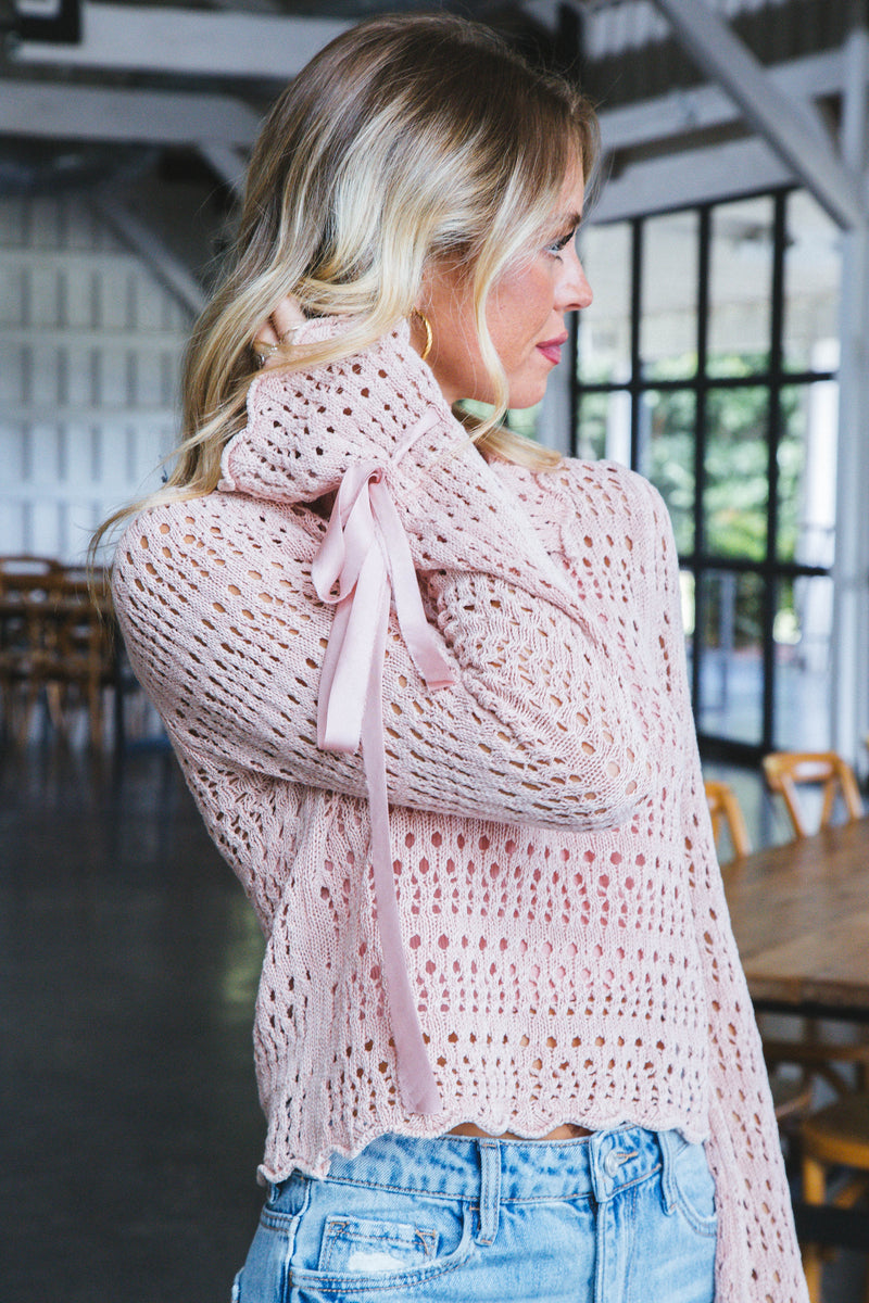 Sarai Pointelle Pullover Sweater, Mauve Rose | Free People