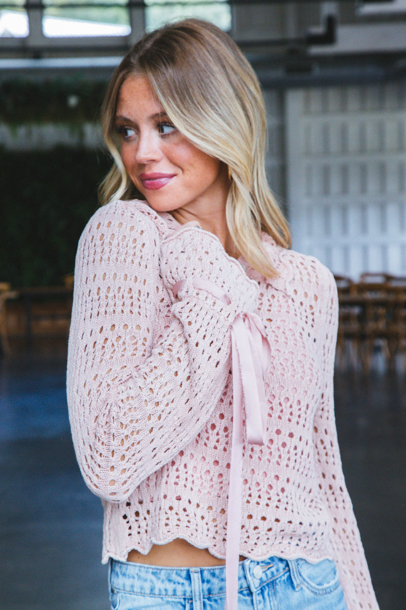 Sarai Pointelle Pullover Sweater, Mauve Rose | Free People