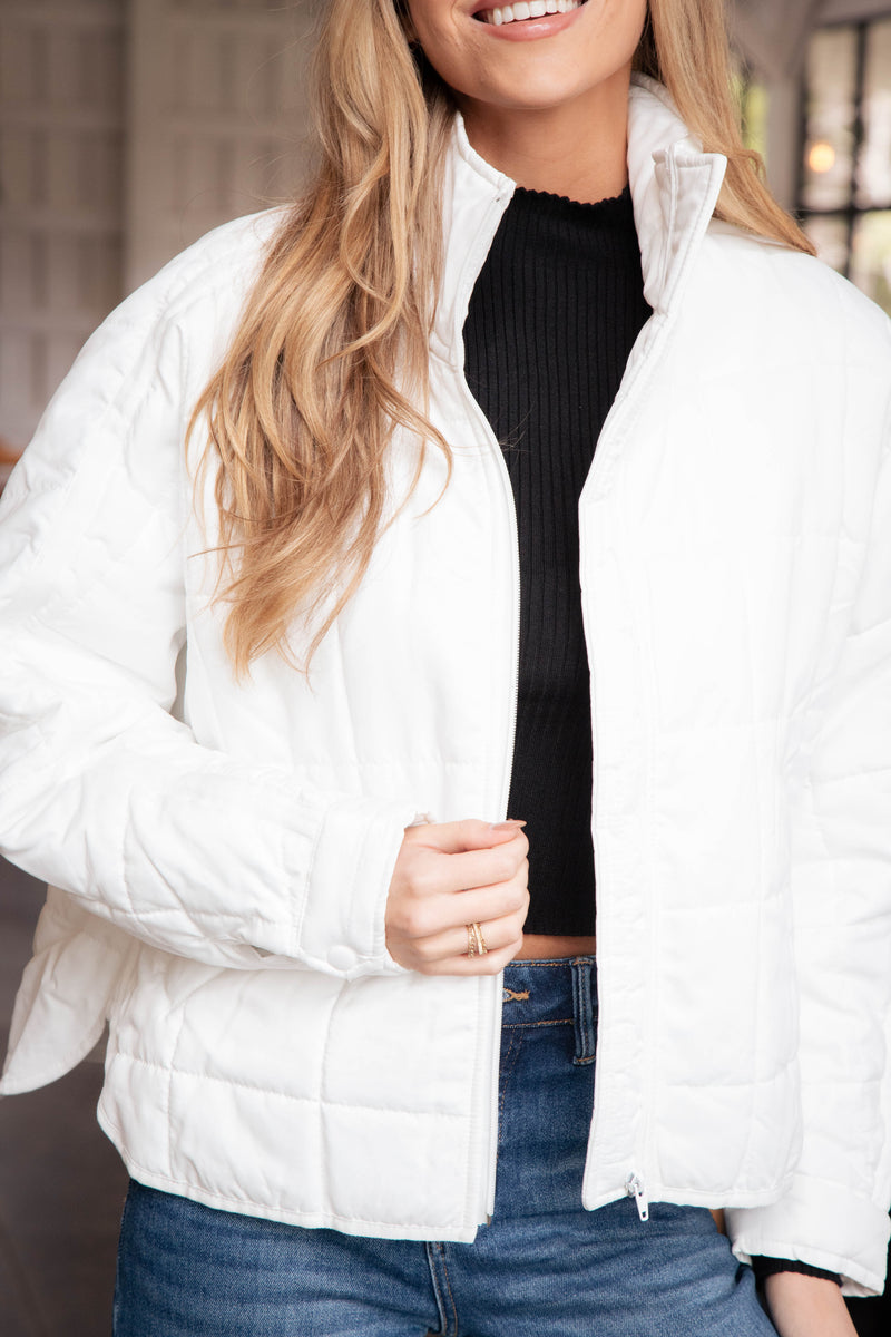 Shae Quilted Puffer Jacket, White