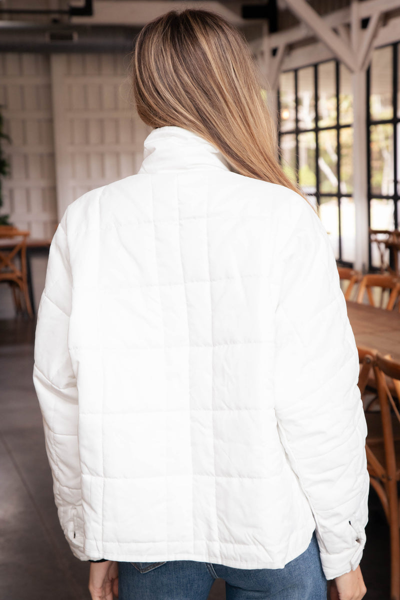 Shae Quilted Puffer Jacket, White