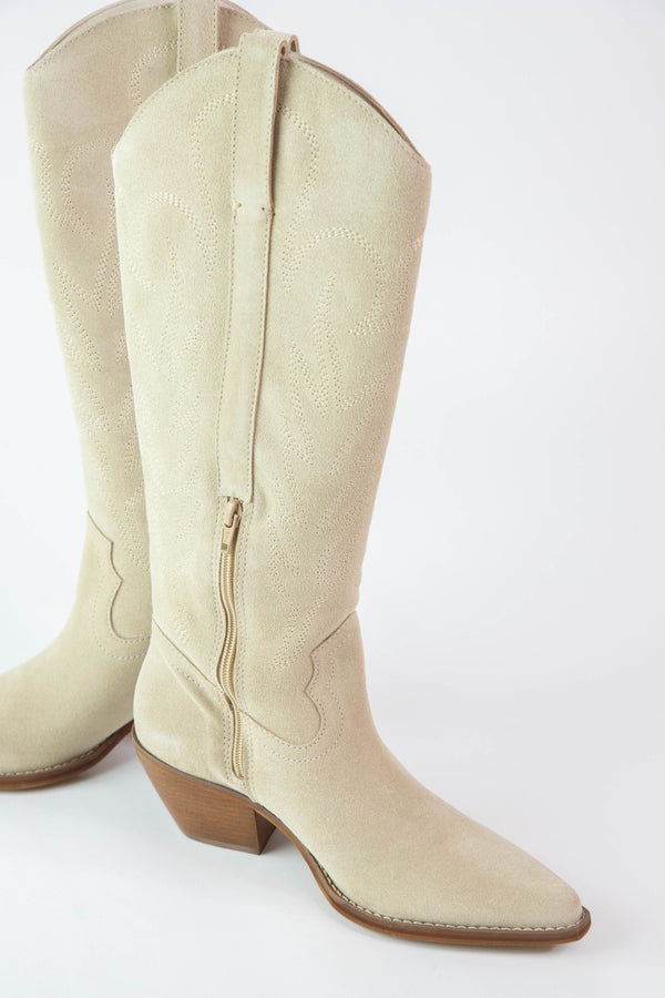 Agency Suede Tall Western Boot, Cream Suede | Coconuts by Matisse