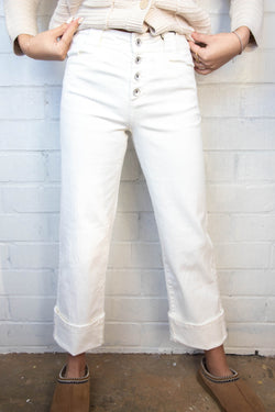 Luna Cuffed Denim Pant, Bleached White | Sanctuary