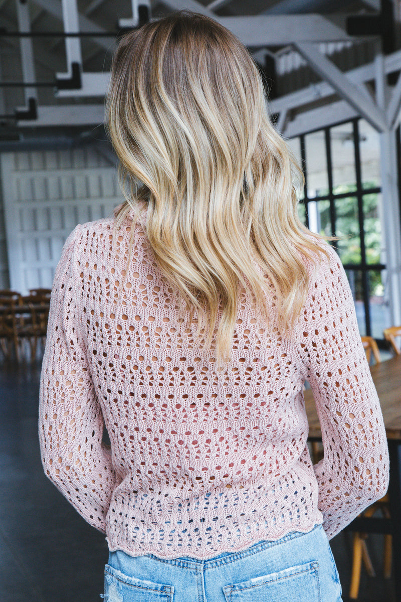 Sarai Pointelle Pullover Sweater, Mauve Rose | Free People