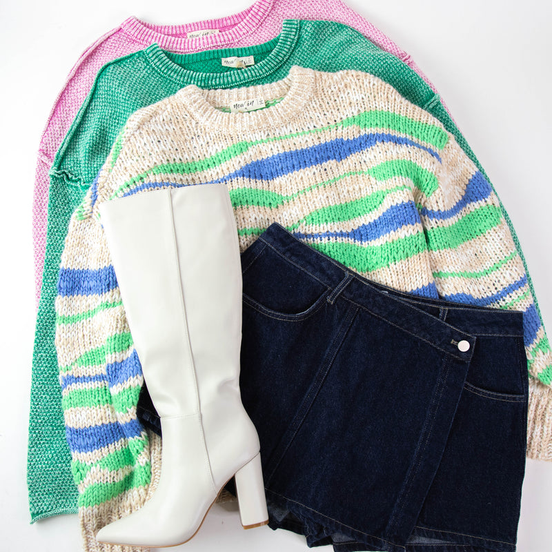 India Multi Color Sweater, Blue/Beige