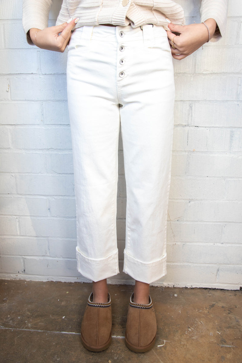 Luna Cuffed Denim Pant, Bleached White | Sanctuary