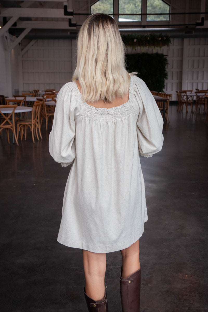 Indie Linen Blend Dress, Oatmeal