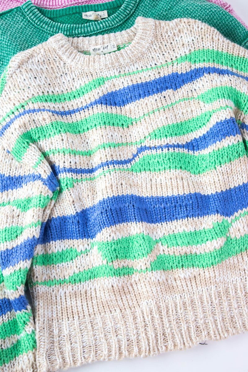 India Multi Color Sweater, Blue/Beige