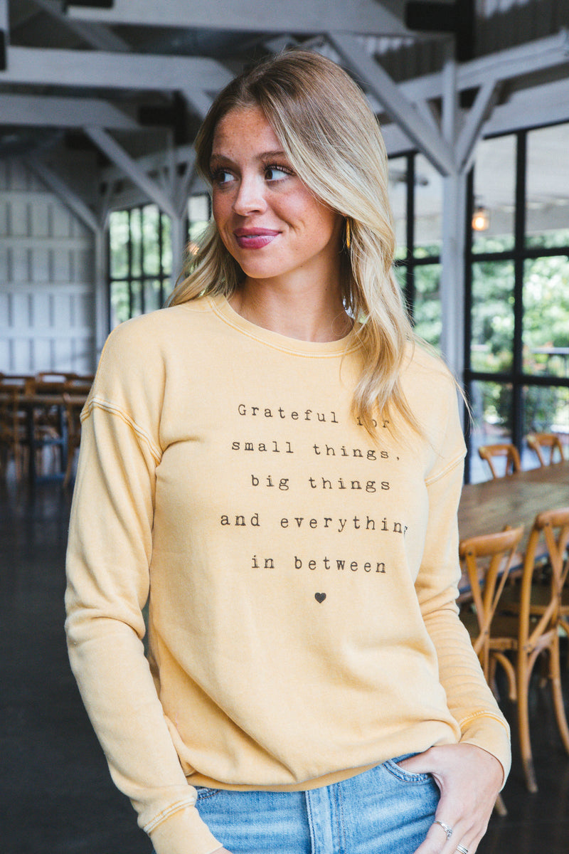 Grateful For Small Things Sweatshirt, Mineral Mustard