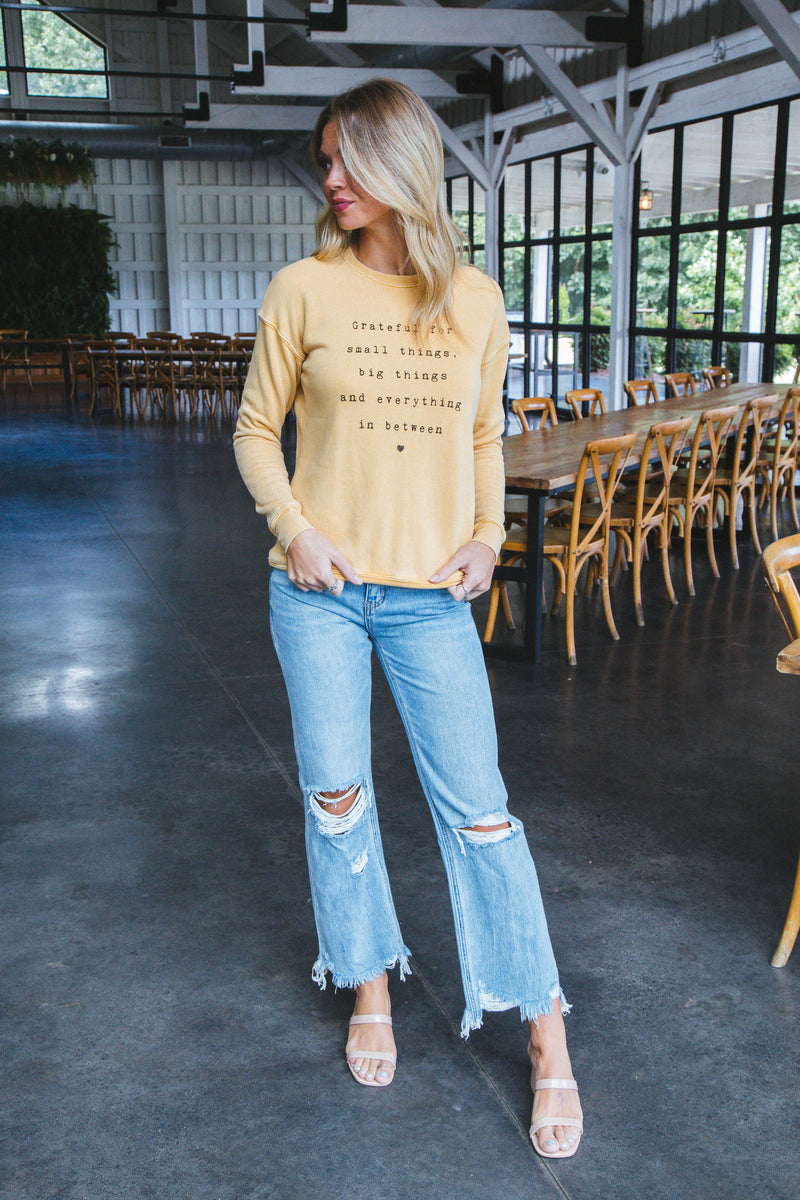 Grateful For Small Things Sweatshirt, Mineral Mustard