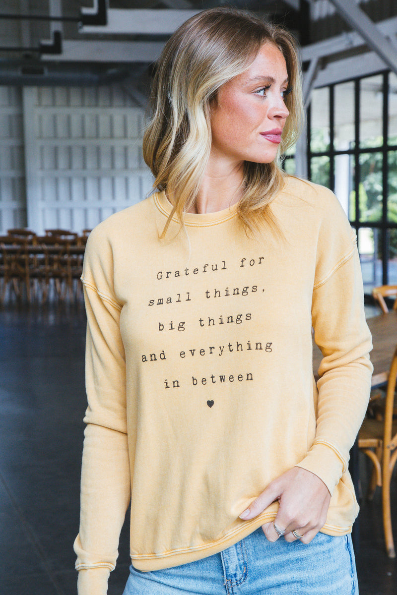 Grateful For Small Things Sweatshirt, Mineral Mustard