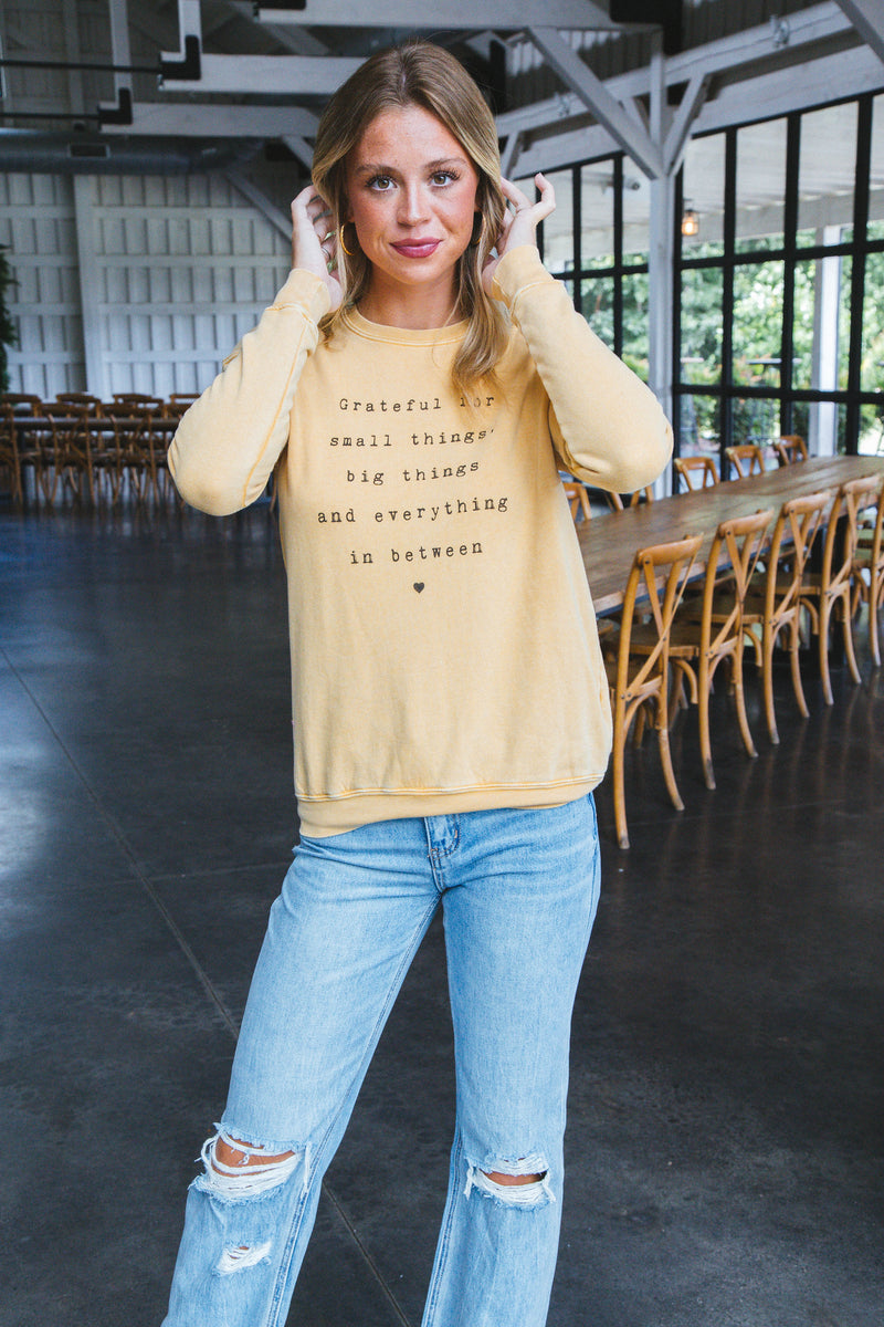 Grateful For Small Things Sweatshirt, Mineral Mustard