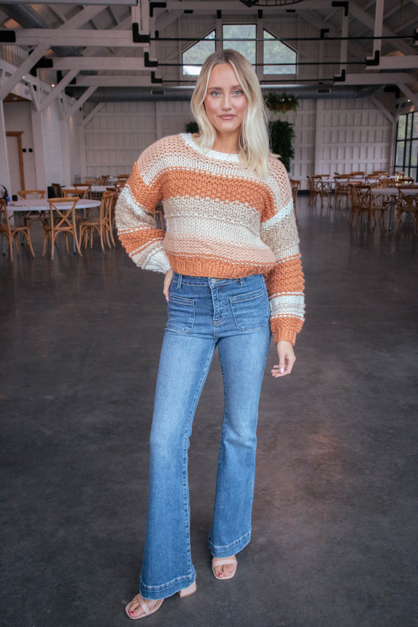 Butter Pecan Chunky Sweater, Brick Multi | Sadie & Sage