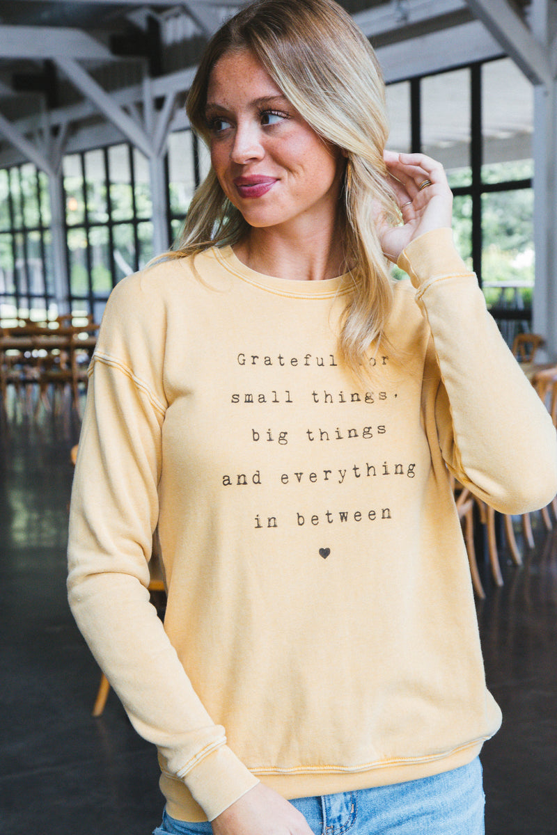 Grateful For Small Things Sweatshirt, Mineral Mustard