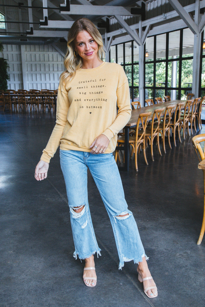 Grateful For Small Things Sweatshirt, Mineral Mustard