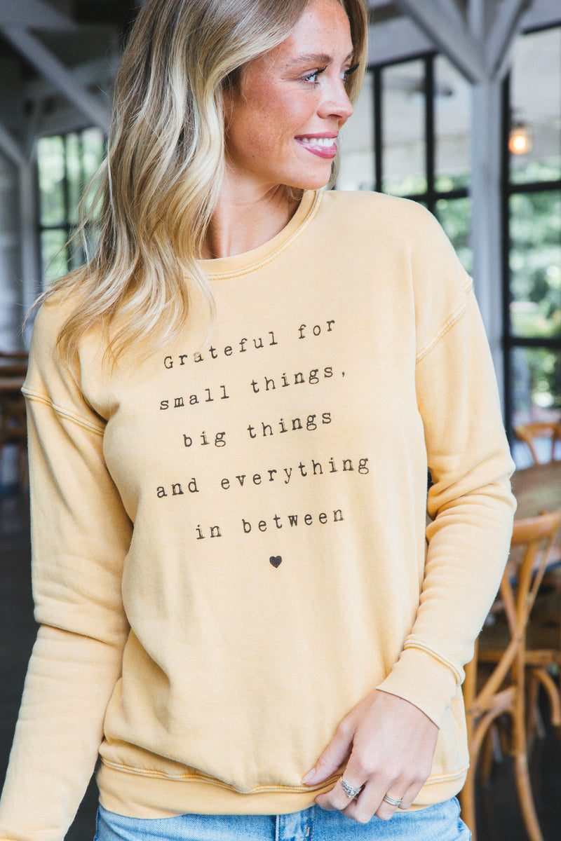 Grateful For Small Things Sweatshirt, Mineral Mustard