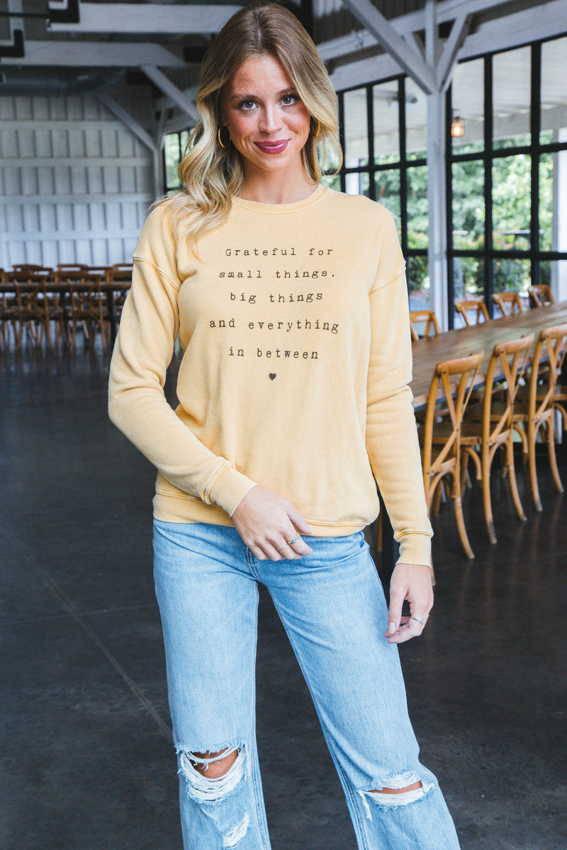 Grateful For Small Things Sweatshirt, Mineral Mustard