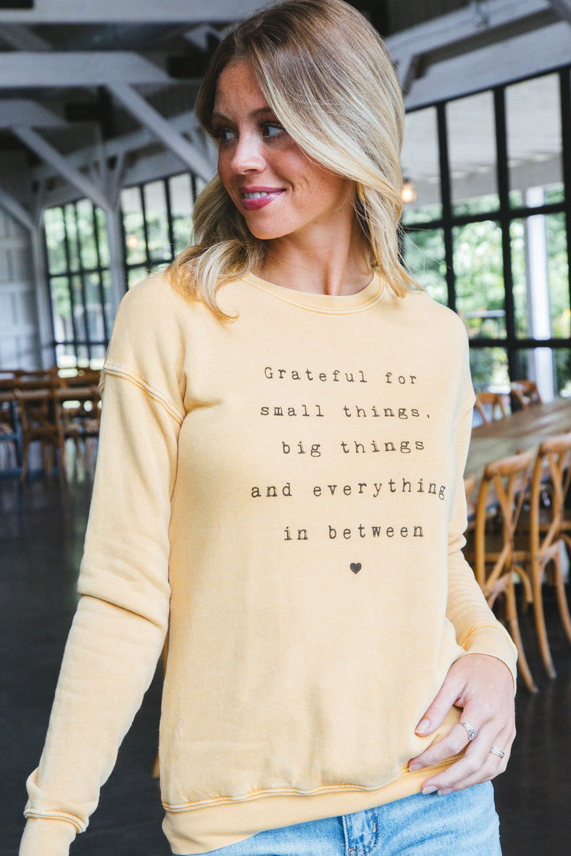 Grateful For Small Things Sweatshirt, Mineral Mustard