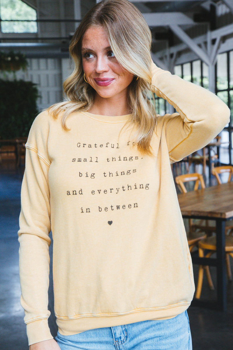 Grateful For Small Things Sweatshirt, Mineral Mustard