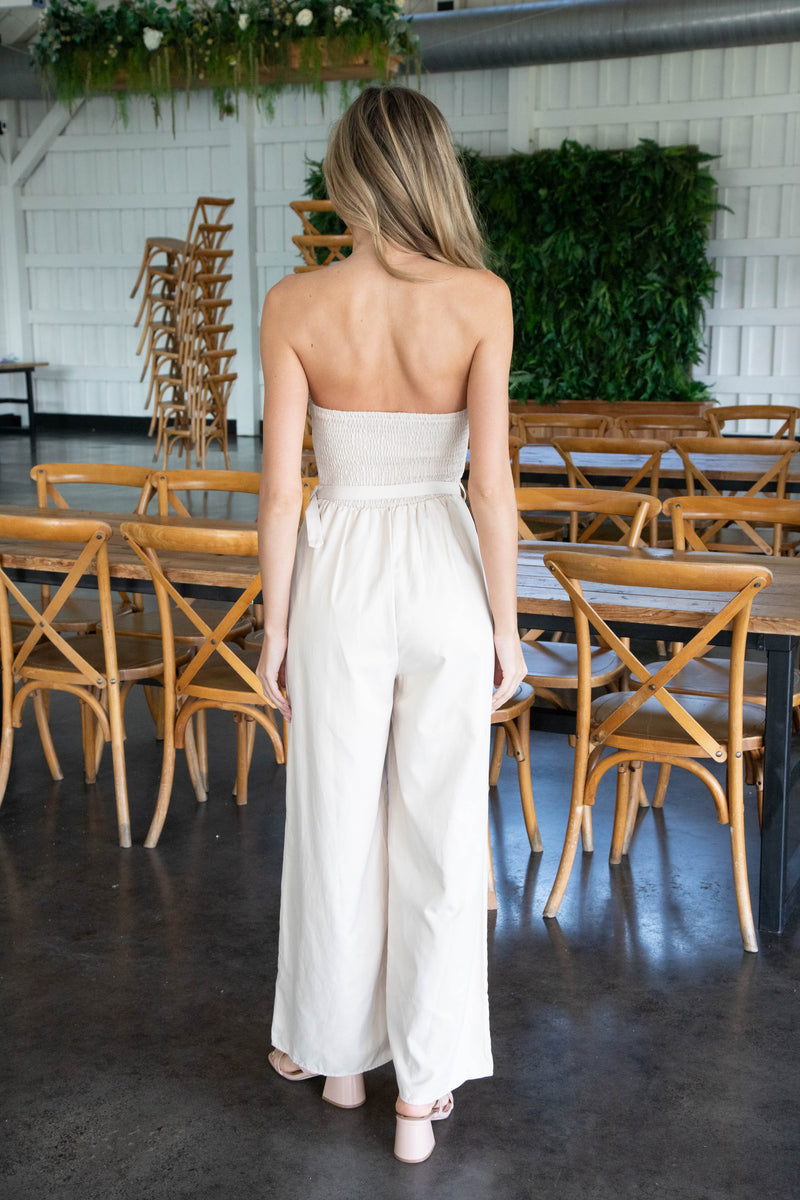 Past Midnight Tube Jumpsuit, Cream | Sadie & Sage