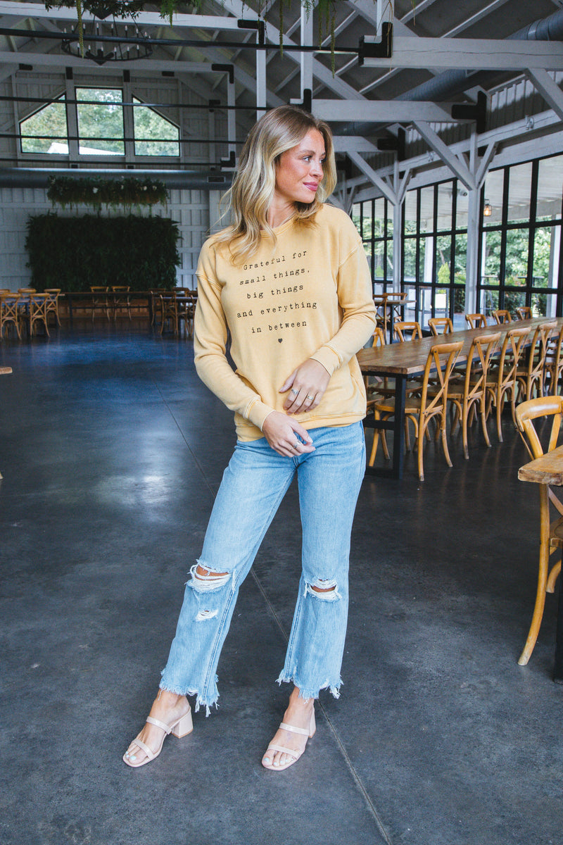 Grateful For Small Things Sweatshirt, Mineral Mustard